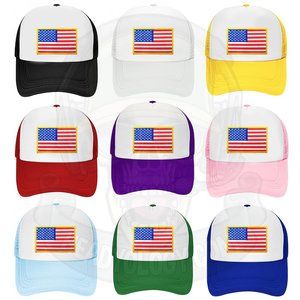 American Flag Hat Embroidered Patch Trucker Hat Meshback Snapback Men Women Hat